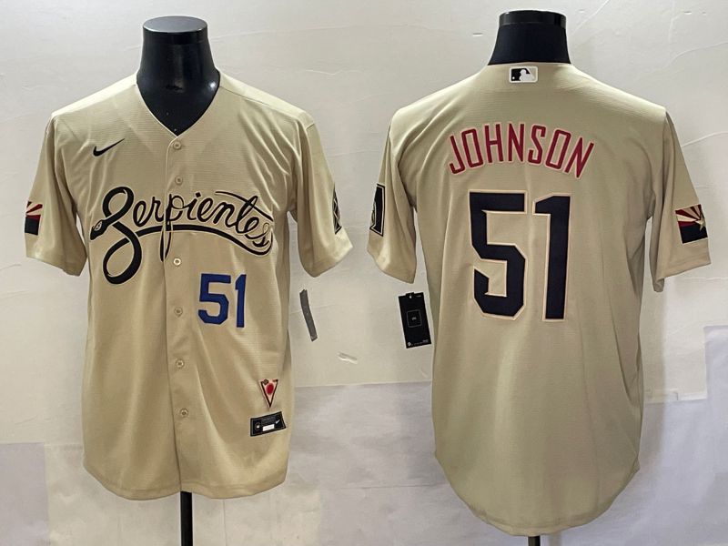 Men 2025 Arizona Diamondback #51 Johnson Cream City Edition Nike MLB Jersey style 2